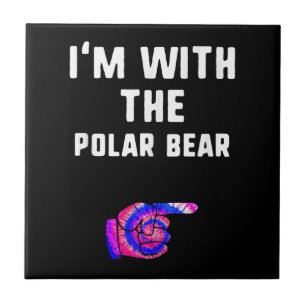 Im With Polar Bear Tie Dye Halloween Couple Ceramic Tile