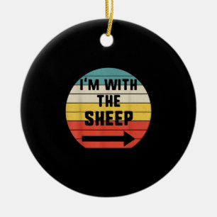 Im With Sheep Halloween Matching Couple Gift Ceramic Ornament