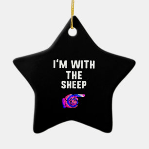 Im With Sheep Tie Dye Halloween Dog Present Ceramic Ornament
