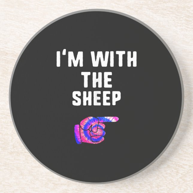 Im With Sheep Tie Dye | Halloween Dog Present Coaster (Front)