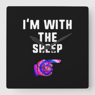 Im With Sheep Tie Dye Halloween Dog Present Square Wall Clock
