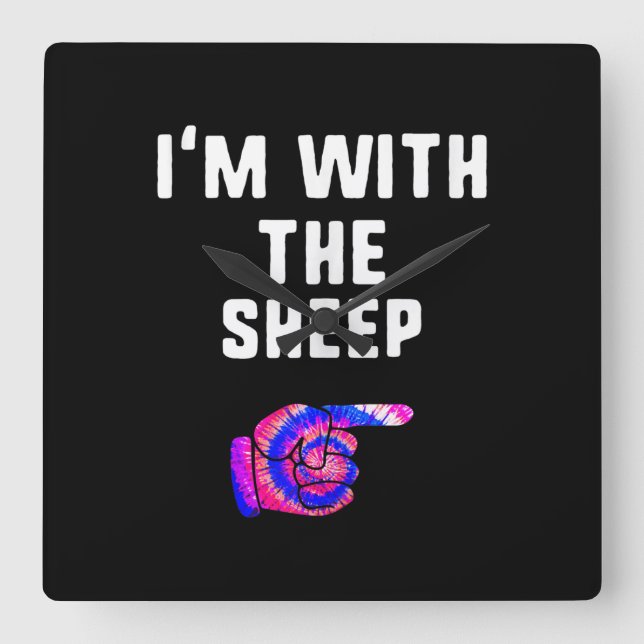 Im With Sheep Tie Dye | Halloween Dog Present Square Wall Clock (Front)