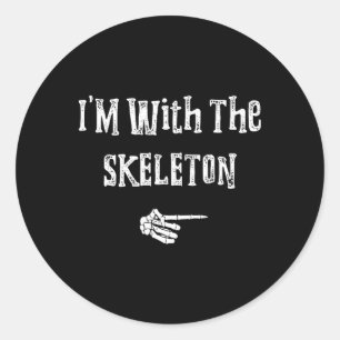 I'm With Skeleton Halloween Costume Funny Couples Classic Round Sticker