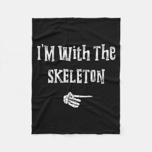I'm With Skeleton Halloween Costume Funny Couples  Fleece Blanket