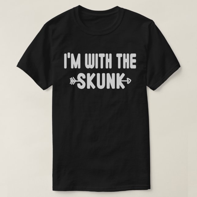 I'm With Skunk Easy Halloween Matching Couples T-Shirt (Design Front)