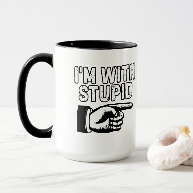 I'm with stupid index finger mug (With Donut)