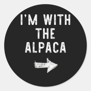 Im With The Alpaca Funny Halloween Couple Costume Classic Round Sticker