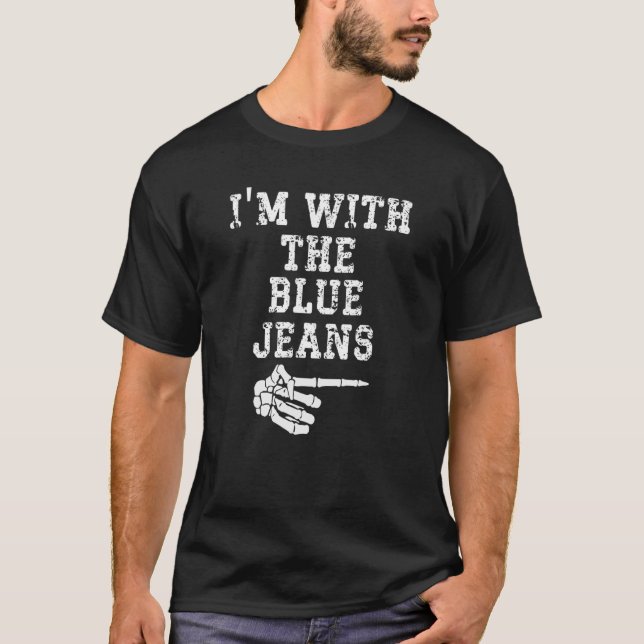 I'm with the Blue Jeans Point Matching Couples Hal T-Shirt (Front)