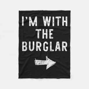 Im with The Burglar Funny Halloween Couple Costume Fleece Blanket
