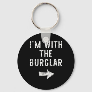 Im with The Burglar Funny Halloween Couple Costume Key Ring