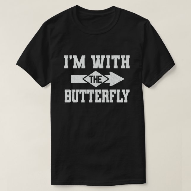 I'm With The Butterfly Funny Couple Halloween T-Shirt (Design Front)