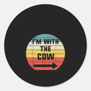 I'm With The Cow Vintage Classic Round Sticker