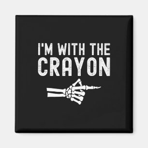 I'm With The Crayon Funny Skeleton Halloween Coupl Magnet