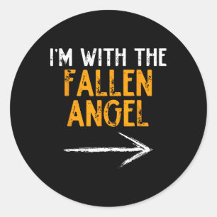 I'm With The Fallen Angel Costume Halloween Couple Classic Round Sticker