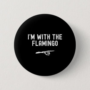 I'm With The Flamingo Funny Halloween Spooky Skele 6 Cm Round Badge