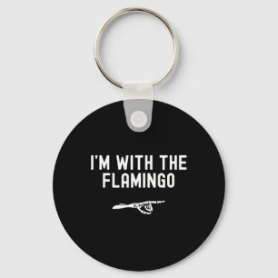 I'm With The Flamingo Funny Halloween Spooky Skele Key Ring