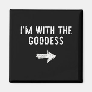 Im With The Goddess Funny Halloween Couple Costume Magnet