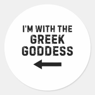 I'm With The Greek Goddess Funny Halloween Classic Round Sticker