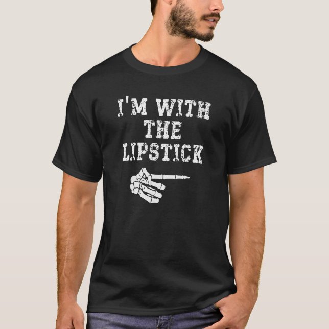 I'm with the Lipstick Point Matching Couples Hallo T-Shirt (Front)