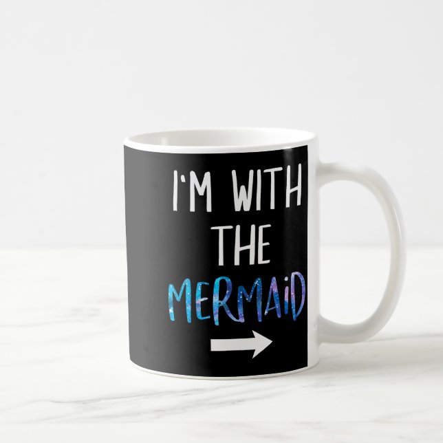 I'm With The Mermaid Funny Lazy Mermaid Halloween  Coffee Mug (Right)