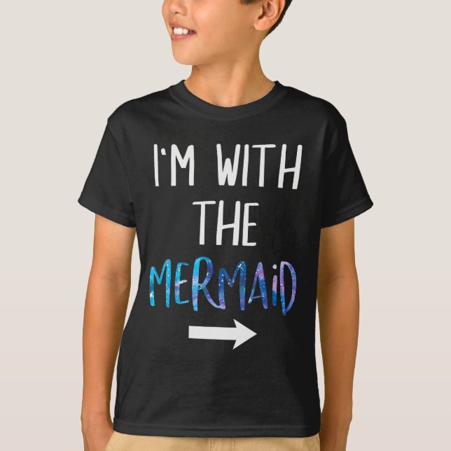 I'm With The Mermaid Funny Lazy Mermaid Halloween  T-Shirt (Front)