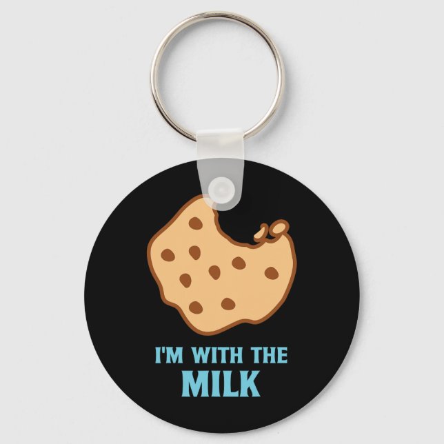 I'm With The Milk and Cookie Matching Couples Best Key Ring (Front)