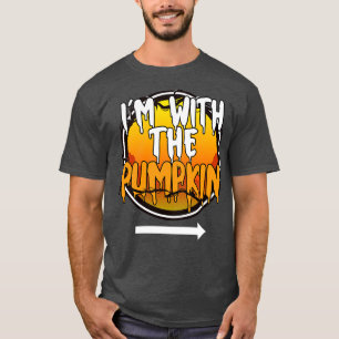 Im With The Pumpkin Funny Lazy Halloween Costume L T-Shirt