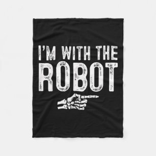 I'm With The Robot Easy Costume Halloween Couples  Fleece Blanket
