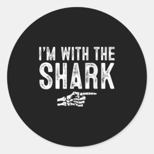 I'm With The Shark Easy Costume Halloween Couples  Classic Round Sticker