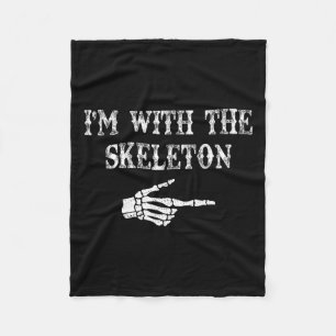 I'm With The Skeleton Hand Halloween Couple Costum Fleece Blanket