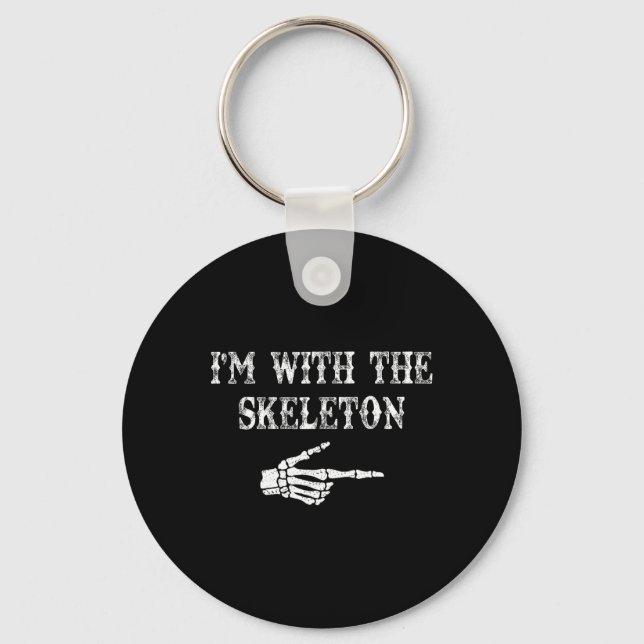 I'm With The Skeleton Hand Halloween Couple Costum Key Ring (Front)