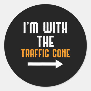 I'm With The Traffic Cone Costume Fun Halloween Co Classic Round Sticker