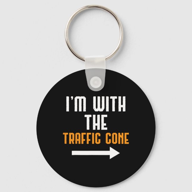 I'm With The Traffic Cone Costume Fun Halloween Co Key Ring (Front)
