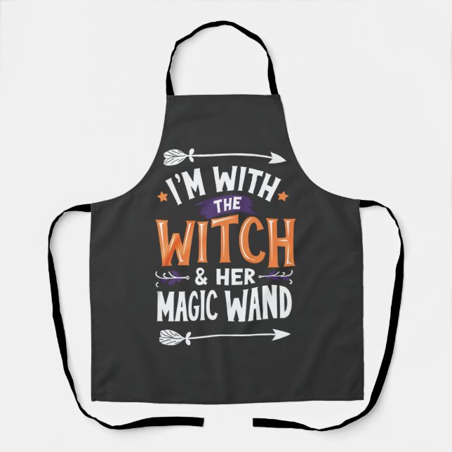 I'm with the Witch and Her Magic Wind Halloween Apron (Front)