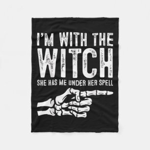 I'm With The Witch Funny Halloween Couple Costume  Fleece Blanket