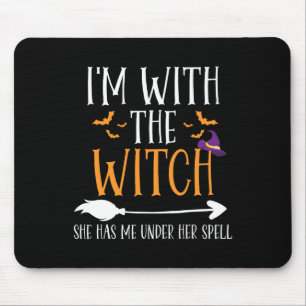I'm With The Witch Funny Halloween Couples Costume Mouse Pad