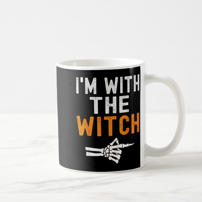 I'm With The Witch Funny Skeleton Halloween Matchi Coffee Mug (Right)