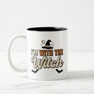 I'm With the Witch Halloween Two-Tone Coffee Mug