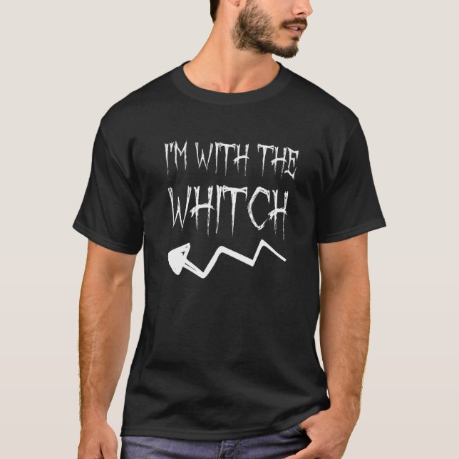 I'm With The Witch Men Halloween Couples Costume T-Shirt (Front)