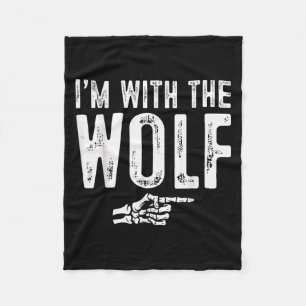 I'm With The Wolf Easy Costume Halloween Couples M Fleece Blanket