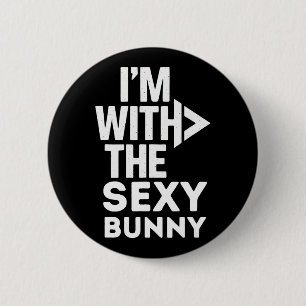 I'm With The Y Bunny Costume Couples Matching 6 Cm Round Badge