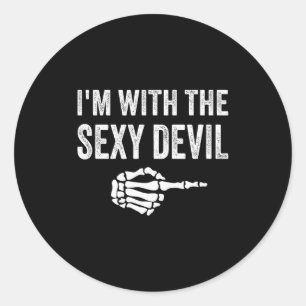 I'm With The Y Devil Halloween Couples Costume  Classic Round Sticker