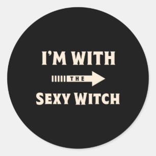 I'm With The Y Witch Halloween Costume Party Match Classic Round Sticker
