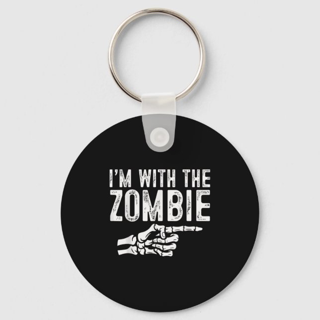 I'm With The Zombie Easy Costume Halloween Couples Key Ring (Front)