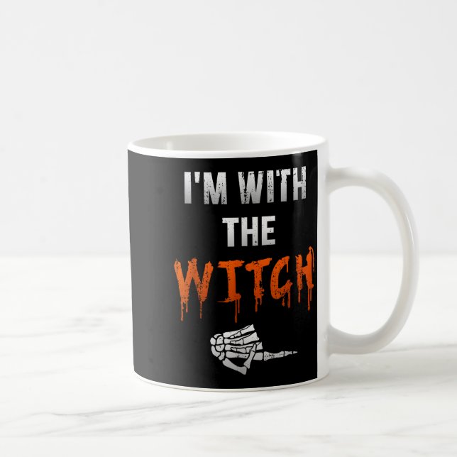 I'm With Witch Skeleton Hand Funny Halloween Husba Coffee Mug (Right)
