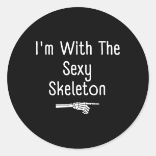 I'm With Y Skeleton Halloween Costume Funny Last M Classic Round Sticker
