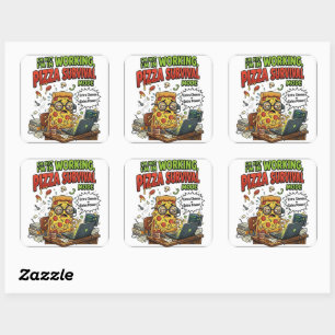 I'm Working Pizza Survival Mode Funny T-Shirt Pi Square Sticker