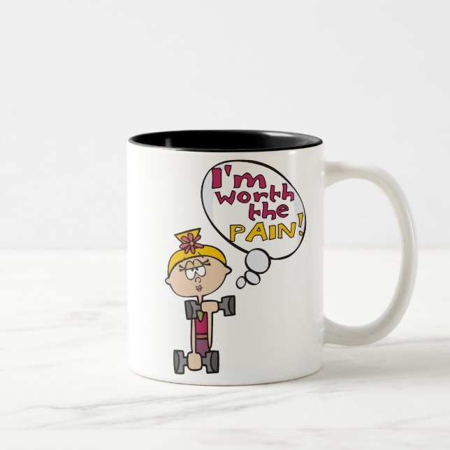 I'm Worth the Pain Fitness Two-Tone Coffee Mug (Right)