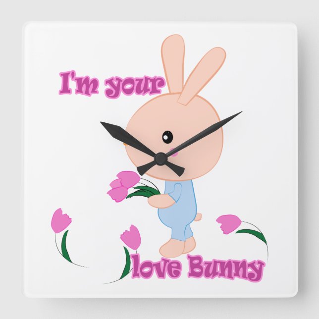I'm your favorite Bunny Square Wall Clock (Front)