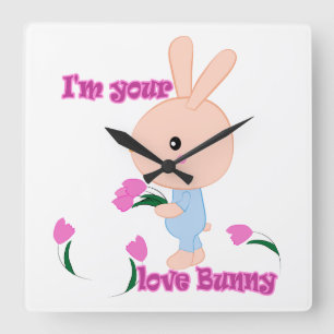 I'm your favourite Bunny Square Wall Clock